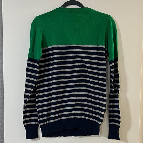 41 Hawthorn Green and Navy Striped Crewneck Sweater - Picture 3 of 4